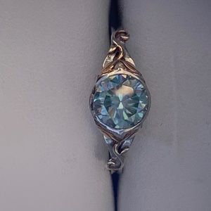 Light Blue Moissanite silver Ring